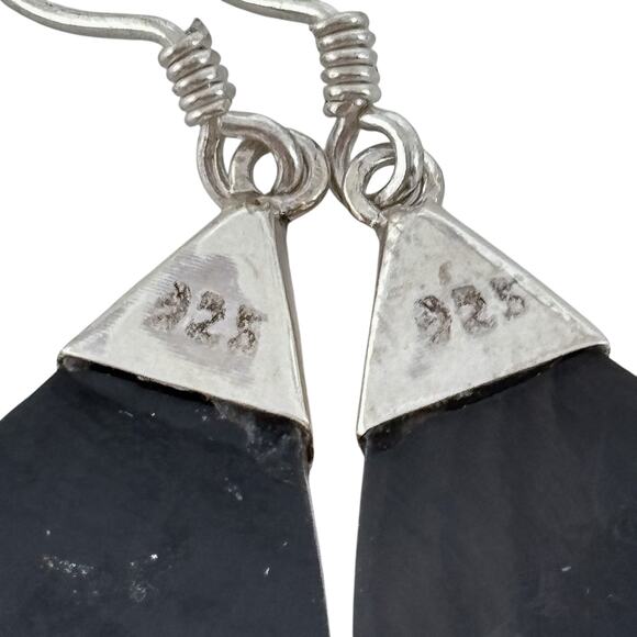 Estate Sterling Silver 925 Abalone Teardrop Earrings - Picture 5 of 7